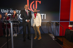 University of Cincinnati president Dr. Neville G. Pinto, faculty, staff, students and families enjoyed the President Pinto’s PLME Dinner, Awards ceremony with ( Varsha Vinod, Sarah Corinne Geraghty, Rosslyn Davis, Harshman Sihra, Advika Sumit, Saannidhya Rawat ) at the Mercantile Immersive Tuesday April 28, 2026 in Downtown Cincinnati. Photos by Joseph Fuqua II