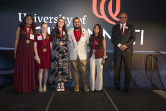 University of Cincinnati president Dr. Neville G. Pinto, faculty, staff, students and families enjoyed the President Pinto’s PLME Dinner, Awards ceremony with ( Varsha Vinod, Sarah Corinne Geraghty, Rosslyn Davis, Harshman Sihra, Advika Sumit, Saannidhya Rawat ) at the Mercantile Immersive Tuesday April 28, 2026 in Downtown Cincinnati. Photos by Joseph Fuqua II