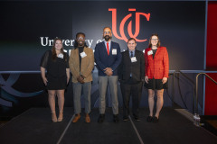 University of Cincinnati president Dr. Neville G. Pinto, faculty, staff, students and families enjoyed the President Pinto’s PLME Dinner, Awards ceremony with ( Varsha Vinod, Sarah Corinne Geraghty, Rosslyn Davis, Harshman Sihra, Advika Sumit, Saannidhya Rawat ) at the Mercantile Immersive Tuesday April 28, 2026 in Downtown Cincinnati. Photos by Joseph Fuqua II