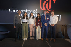 University of Cincinnati president Dr. Neville G. Pinto, faculty, staff, students and families enjoyed the President Pinto’s PLME Dinner, Awards ceremony with ( Varsha Vinod, Sarah Corinne Geraghty, Rosslyn Davis, Harshman Sihra, Advika Sumit, Saannidhya Rawat ) at the Mercantile Immersive Tuesday April 28, 2026 in Downtown Cincinnati. Photos by Joseph Fuqua II