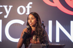 University of Cincinnati president Dr. Neville G. Pinto, faculty, staff, students and families enjoyed the President Pinto’s PLME Dinner, Awards ceremony with ( Varsha Vinod, Sarah Corinne Geraghty, Rosslyn Davis, Harshman Sihra, Advika Sumit, Saannidhya Rawat ) at the Mercantile Immersive Tuesday April 28, 2026 in Downtown Cincinnati. Photos by Joseph Fuqua II